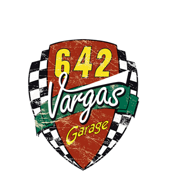 Garage logo with shield and '642 Vargas Garage' text.